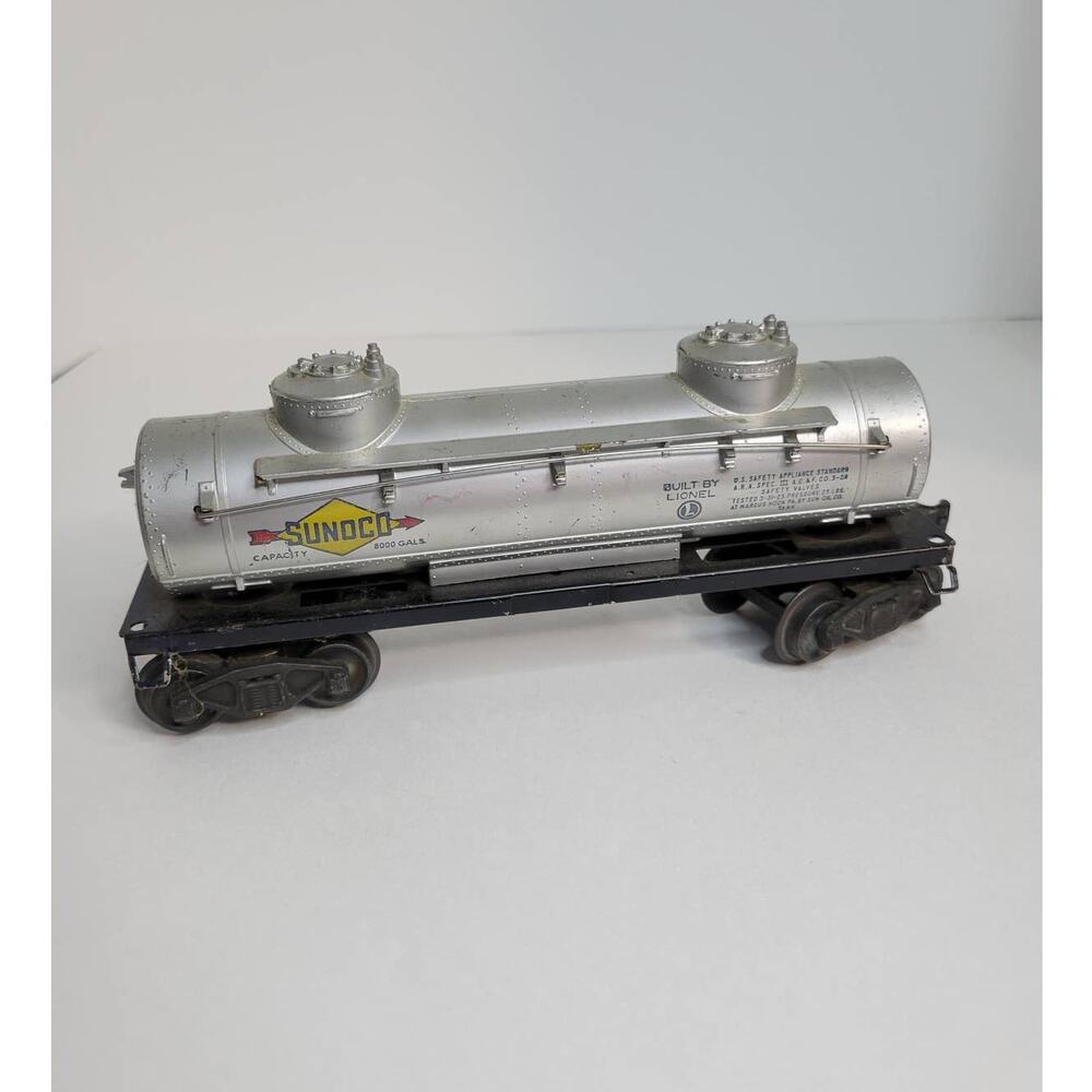 Vintage 1950s Lionel 2 Dome Sunco Gas Oil Tank Train Car 6465 Silver Stamp